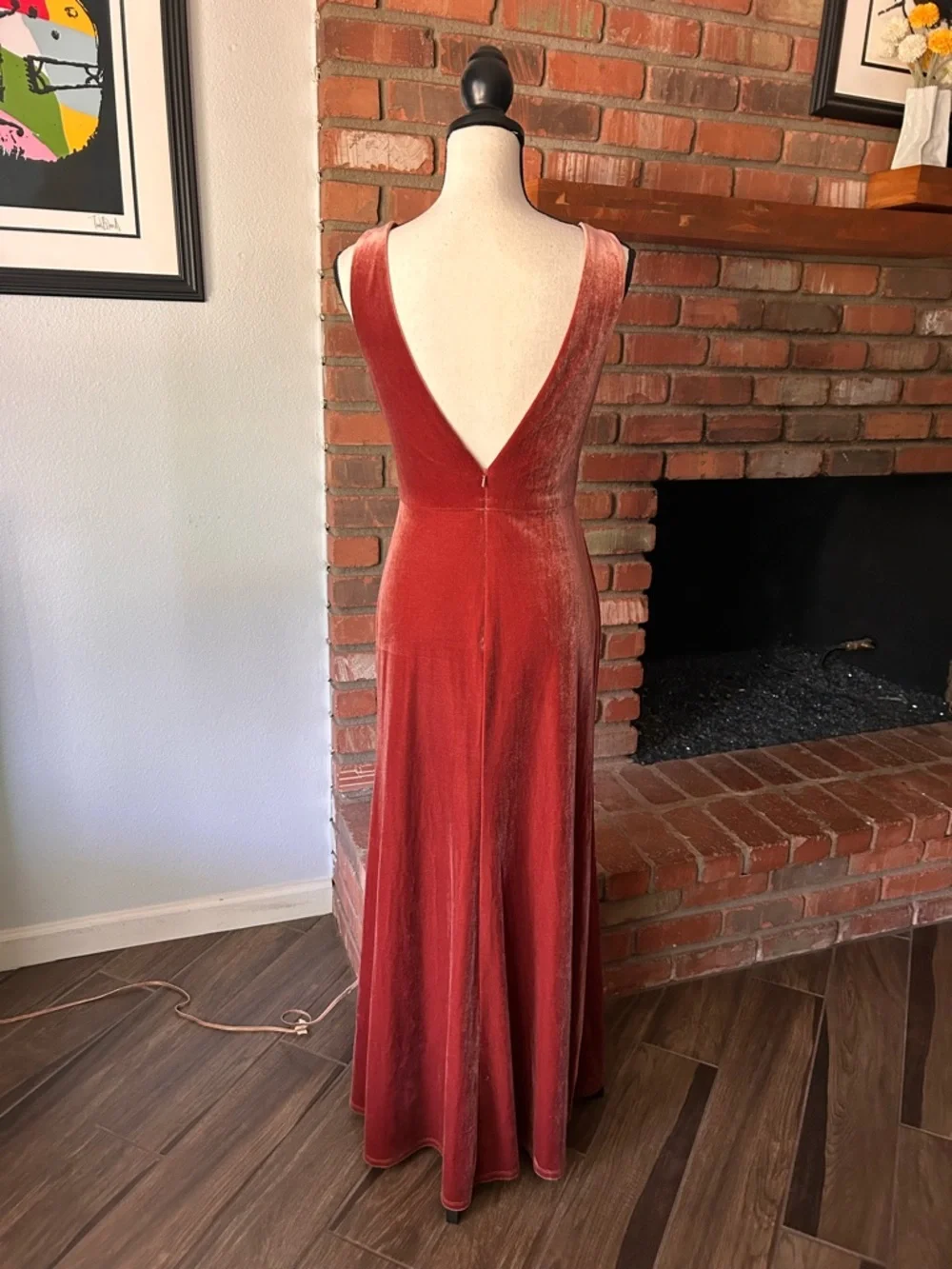 Jenny Yoo Collection Logan Deep-V Velvet Column Gown in English Rose Sz 4 - Picture 7 of 10
